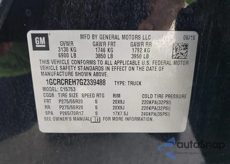 2016 Chevrolet Silverado 1500 1Lt z USA, uszkodzony, nr VIN 1GCRCREH7GZ339488